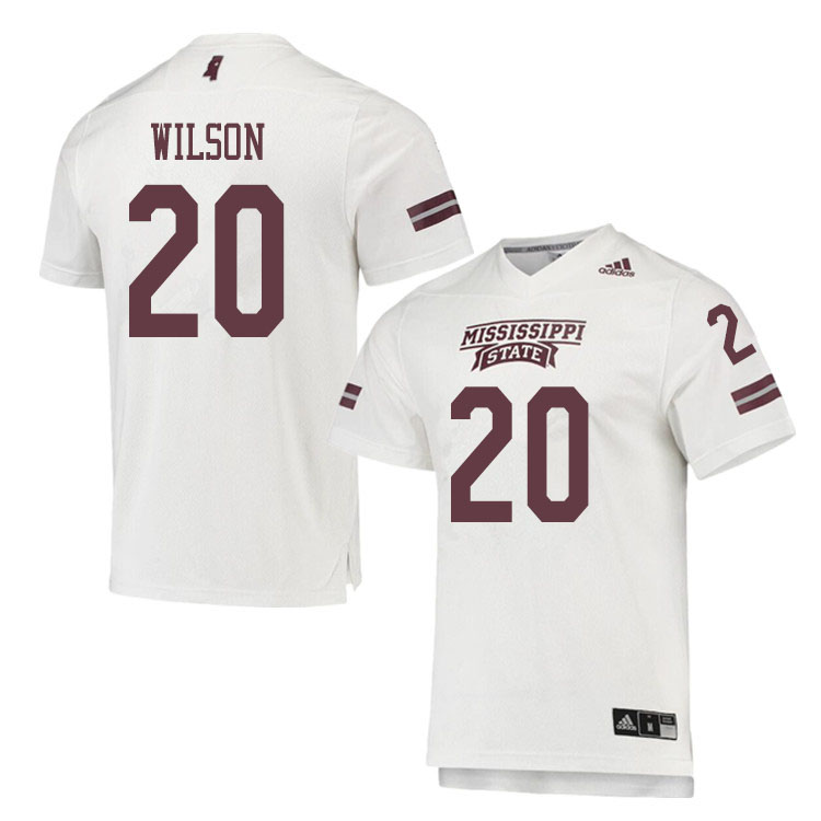 Men #20 Trip Wilson Mississippi State Bulldogs College Football Jerseys Sale-White